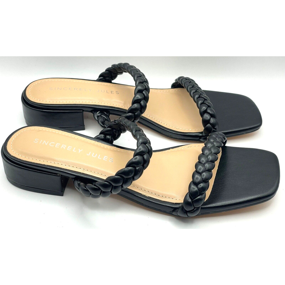 Sincerely Jules Neptune Women's Slides Sandals Sz 8.5 M Black Braided Straps New
